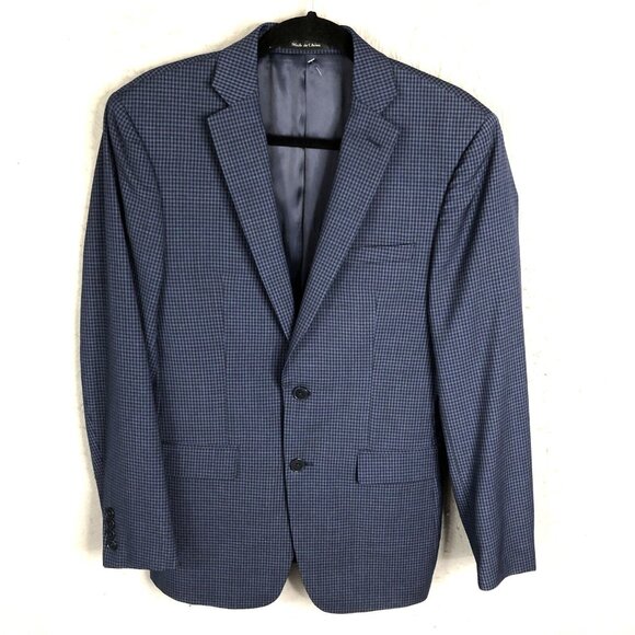 Calvin Klein Other - Calvin Klein Blazer Mens 38R Blue Check 100% Wool Extreme Slim Fit Jacket Coat